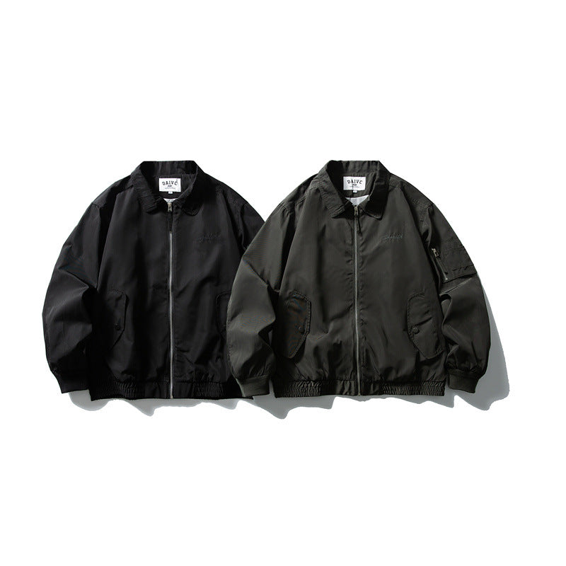 Men's Lightweight Utility Zip Jacket with Zipper, Arm Pocket and Elastic Hem EVA-US