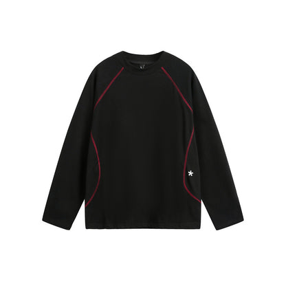 Unisex Relaxed-Fit Long Sleeve Shirt with Crew Neck, Contrasting Flatlock Seams and Soft Loopback Finish EVA-US