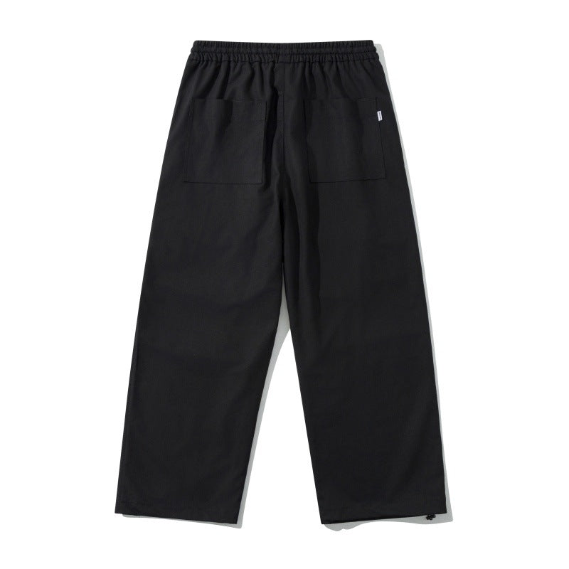 Unisex Wide Utility Cargo Pants with Elastic Waistband, Drawstring, and Adjustable Hem