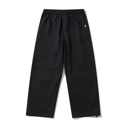 Unisex Wide Utility Cargo Pants with Elastic Waistband, Drawstring, and Adjustable Hem
