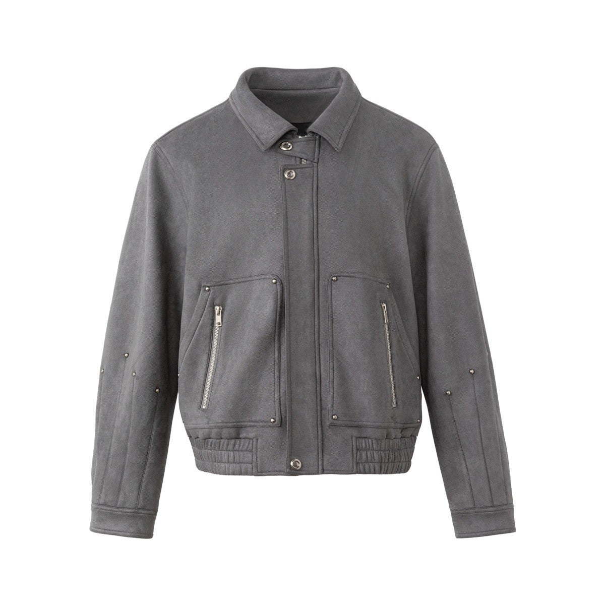 Men's short jacket in faux suede with stud appliqué and zip pockets EVA-US
