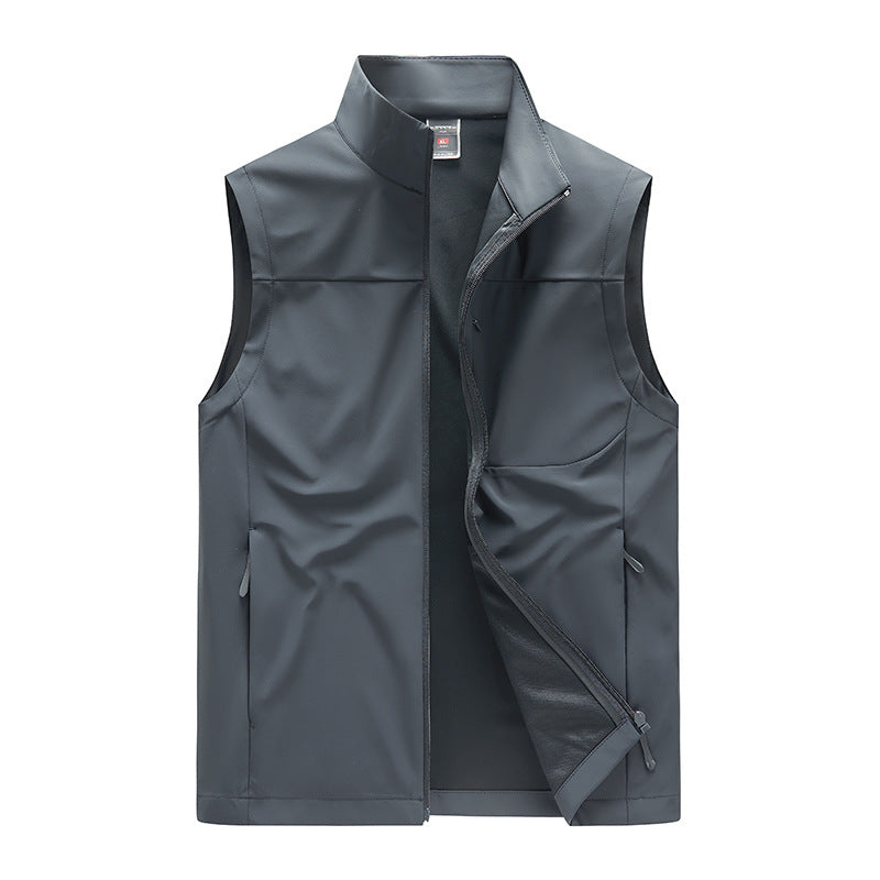 Men's softshell vest with windproof membrane, high collar and concealed zipper EVA-US