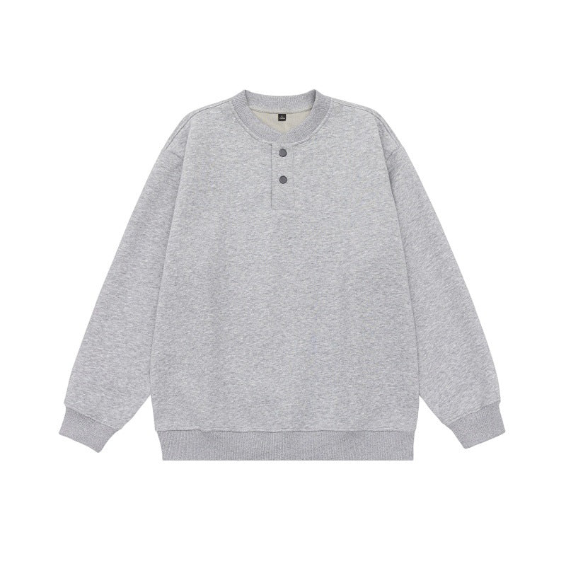 Unisex Loose-fitting sweatshirt with half-button placket and ribbed cuffs EVA-US