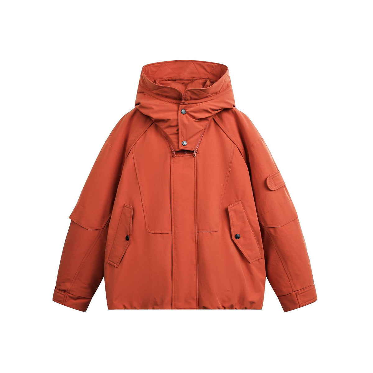Men's Oversize Functional Parka with High Stand-Up Hood and Utility Pockets EVA-US