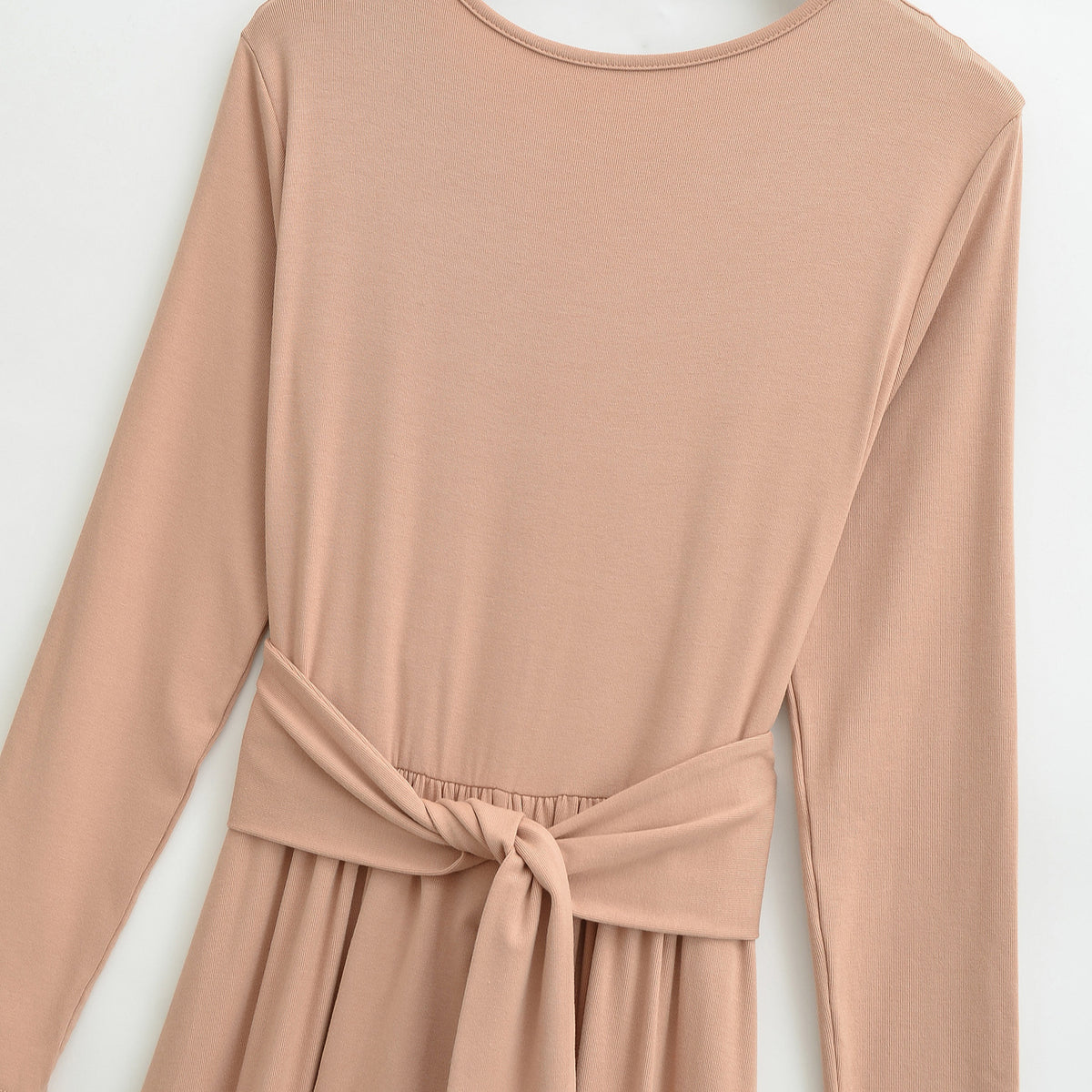 Women's Maxi Wrap Dress with Tailored Wrap Section and Long Sleeves EVA-US