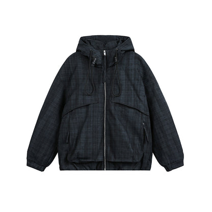 Unisex Oversize Utility Hoodie with checkered pattern and drawstring EVA-US