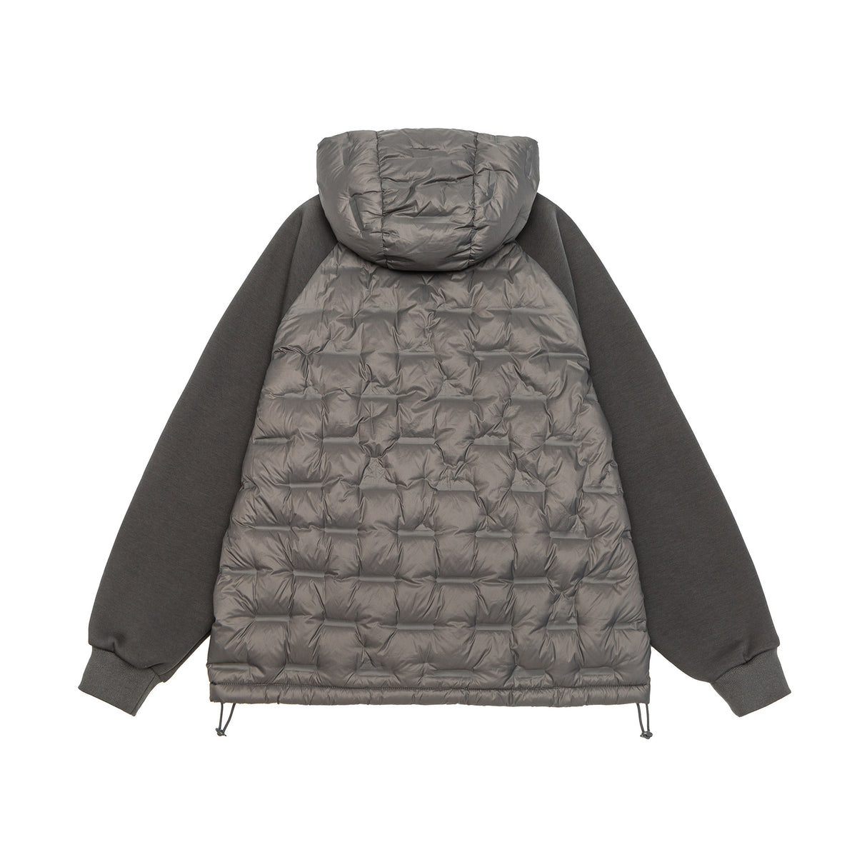 Men's hybrid quilted jacket with padded front, hood, and elastic sleeve cuffs EVA-US