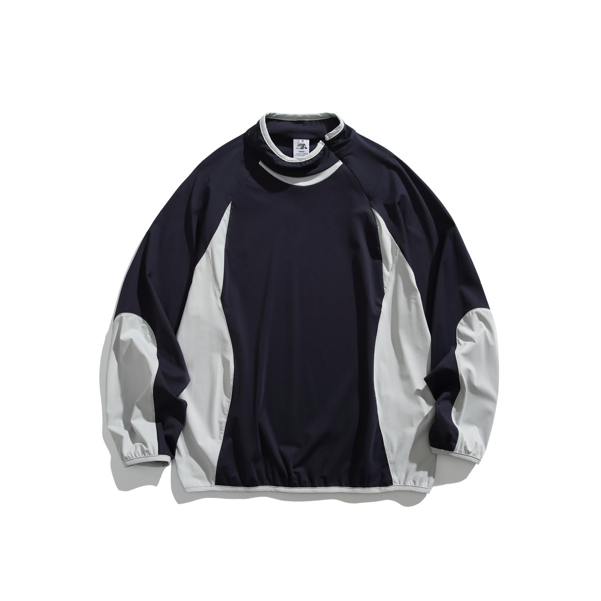 Unisex Oversized Windbreaker Pullover with Stand-up Collar and Contrast Panels EVA-US