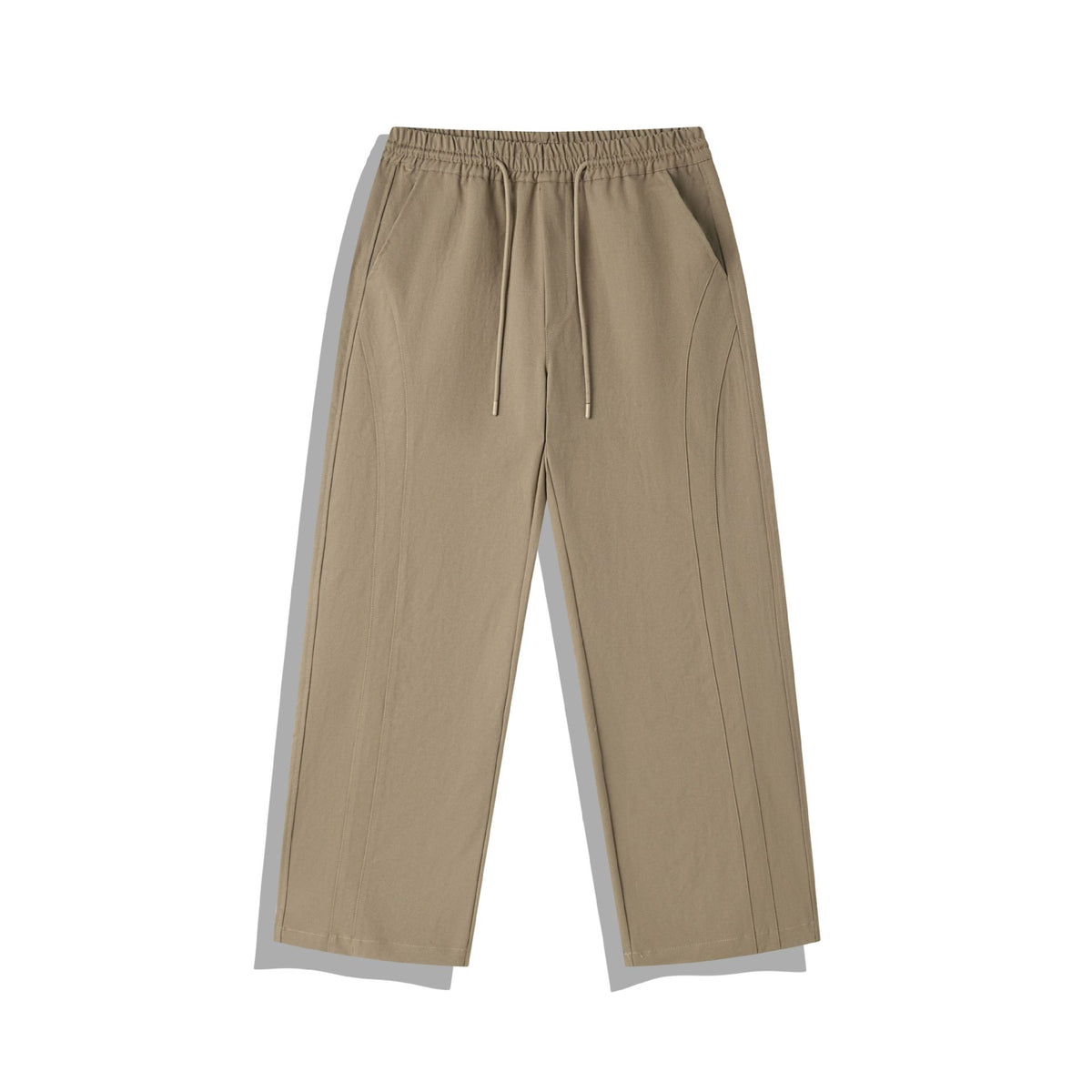 Women Cropped Pants in Relaxed Fit with Elastic Waistband, Drawstring and Decorative Stitching EVA-US