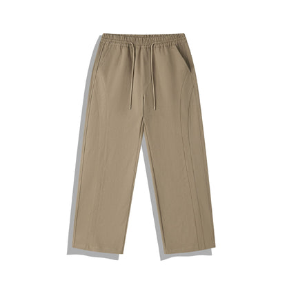 Women Cropped Pants in Relaxed Fit with Elastic Waistband, Drawstring and Decorative Stitching EVA-US