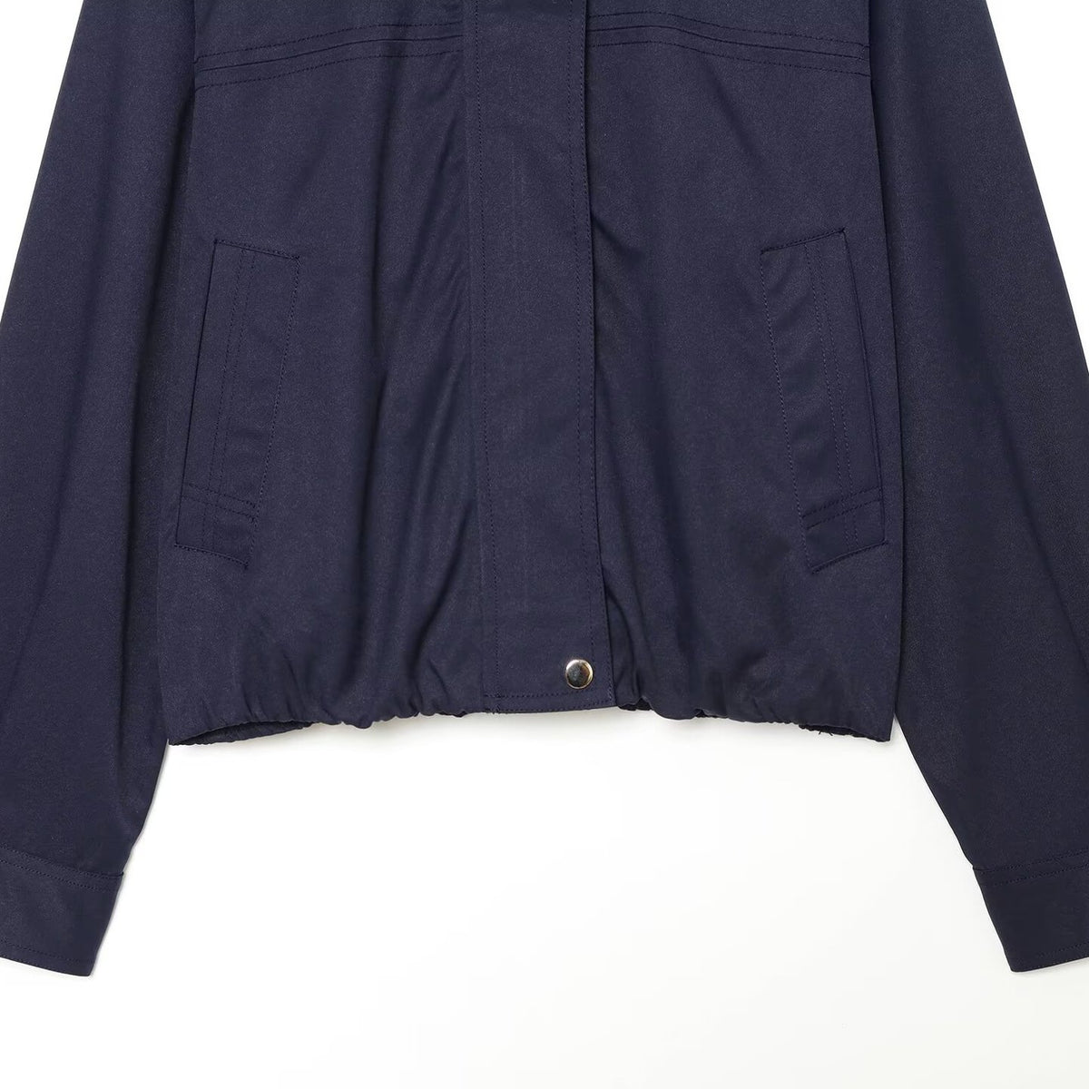 Women's short bomber-style jacket with contrasting embossed faux leather collar EVA-US
