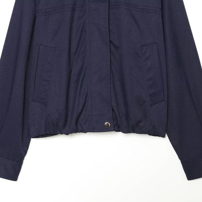 Women's short bomber-style jacket with contrasting embossed faux leather collar EVA-US