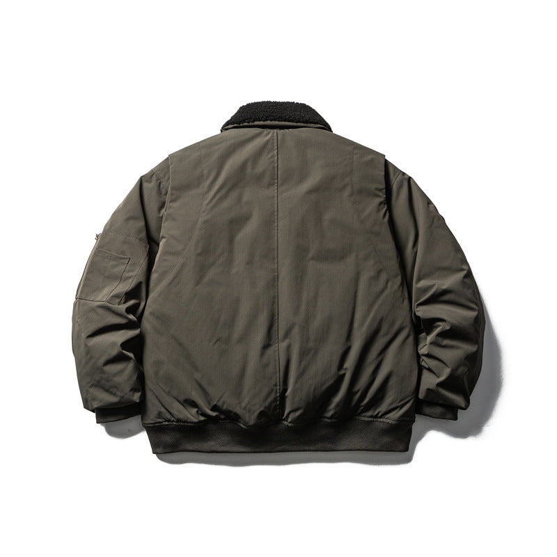 Men's short parka bomber with sherpa collar, padded utility jacket EVA-US