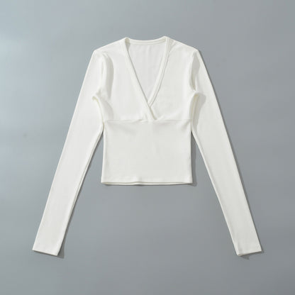 Women's wrap shirt with V-neck and fitted dividing seam EVA-US