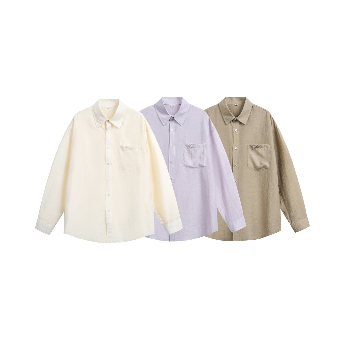 Women's Oversized Linen Blend Shirt Blouse with Large Kent Collar and Patch Breast Pocket EVA-US