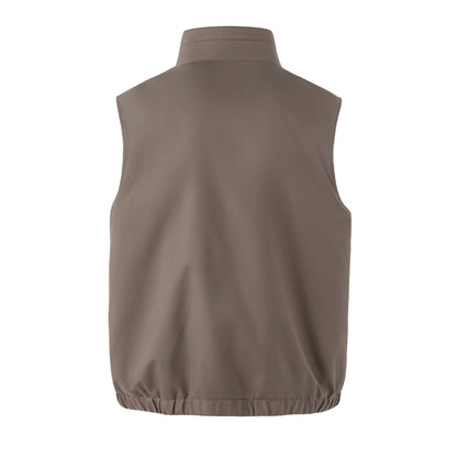Unisex Reversible Padded Vest with High Stand-Up Collar and Elastic Hem EVA-US