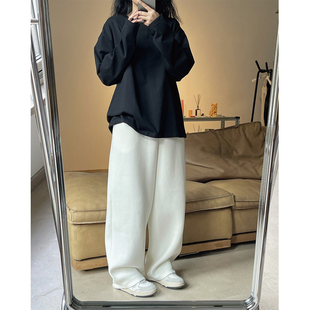 Women Loose Long Sleeve in Oversized Style made of Cotton Jersey with Extended Hem EVA-US