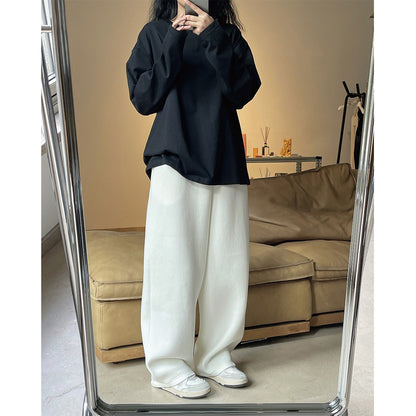 Women Loose Long Sleeve in Oversized Style made of Cotton Jersey with Extended Hem EVA-US