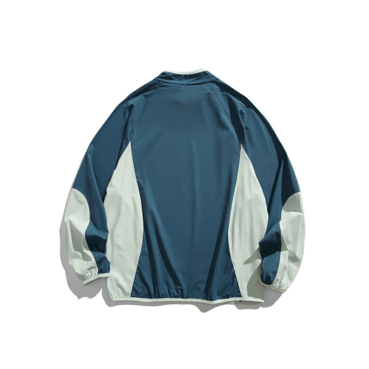 Unisex Oversized Windbreaker Pullover with Stand-up Collar and Contrast Panels EVA-US