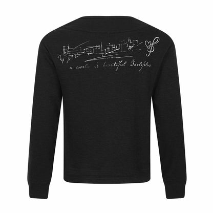 Women's long-sleeve shirt in Henley style with musical print and round neckline EVA-US