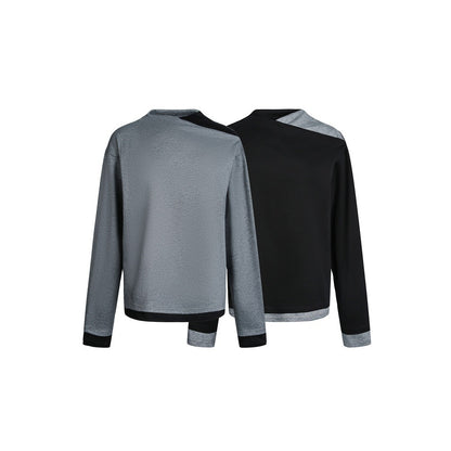 Women's long sleeve shirt with asymmetrical shoulder cutout and contrasting cuffs EVA-US