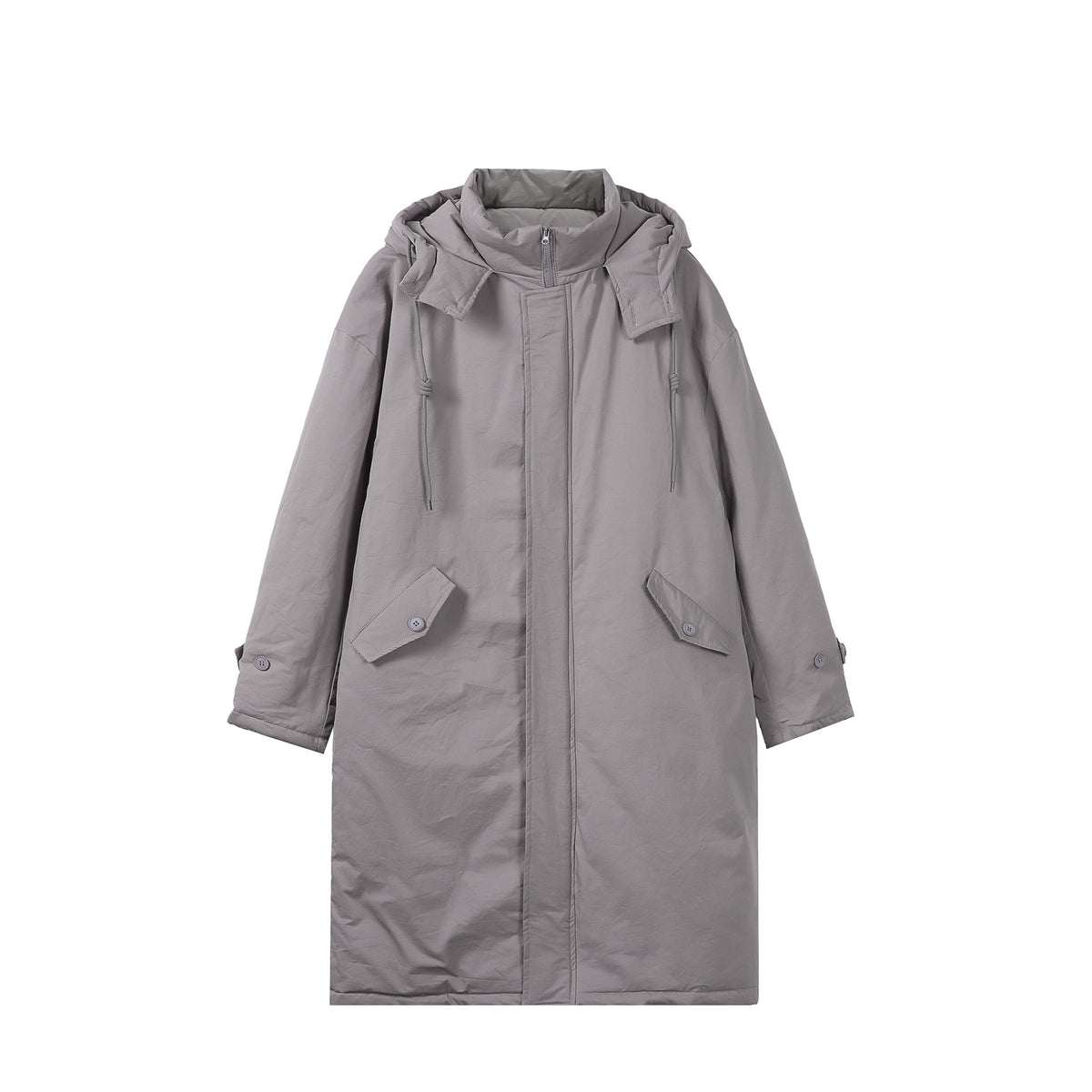 Women Long Padded Thermal Parka in Oversize Cut with Concealed Front Closure
