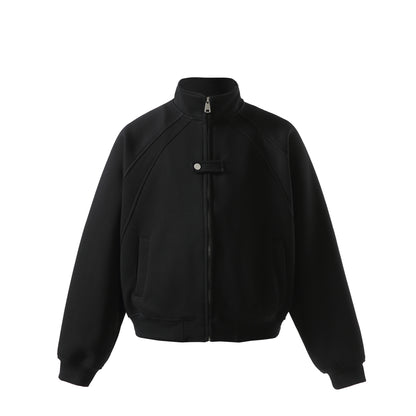 Unisex Short Cut Sweat Jacket with High Stand-Up Collar and Snap Closure EVA-US
