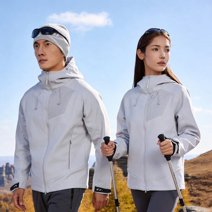 Men's Softshell Trekking Jacket with Hood breathable windproof stretch EVA-US