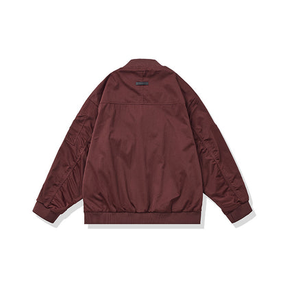 Unisex Short Cut Boxy Bomber Jacket in Utility Look with Front Zip, Flap Pockets and Ribbed Cuffs EVA-US