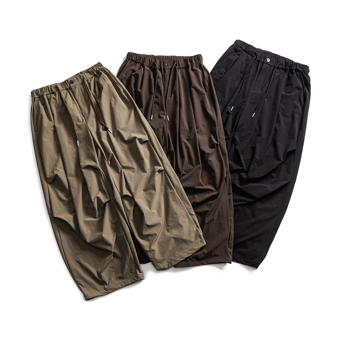 Women's Wide Cropped Cargo Culotte with Drawstring Waistband and Pleat Detail