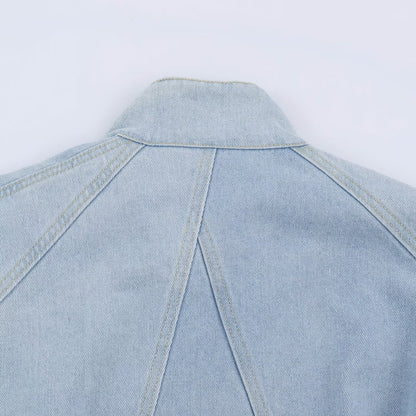 Women's short jacket made of lightweight denim quality with raglan sleeves and concealed placket EVA-US