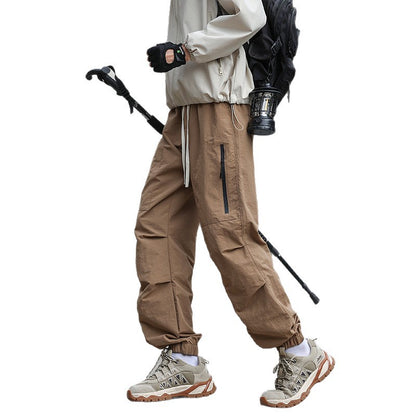 Men's Lightweight Technical Cargo Trekking Pants with Drawstring Waist, Zipper Pockets, and Elastic Hem EVA-US
