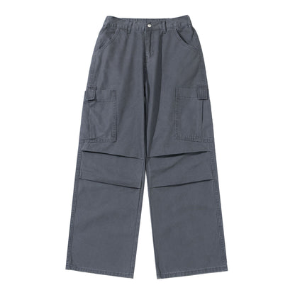 Women's Wide High-Waist Cargo Pants with Patch Pockets and Reinforced Knees EVA-US