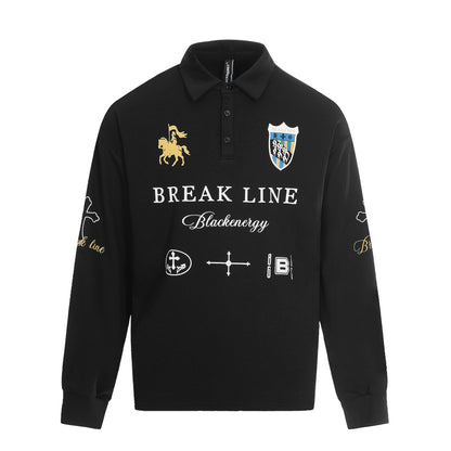 Unisex Rugby Polo Shirt with Kent Collar, Logo Prints and Oversize Cut EVA-US