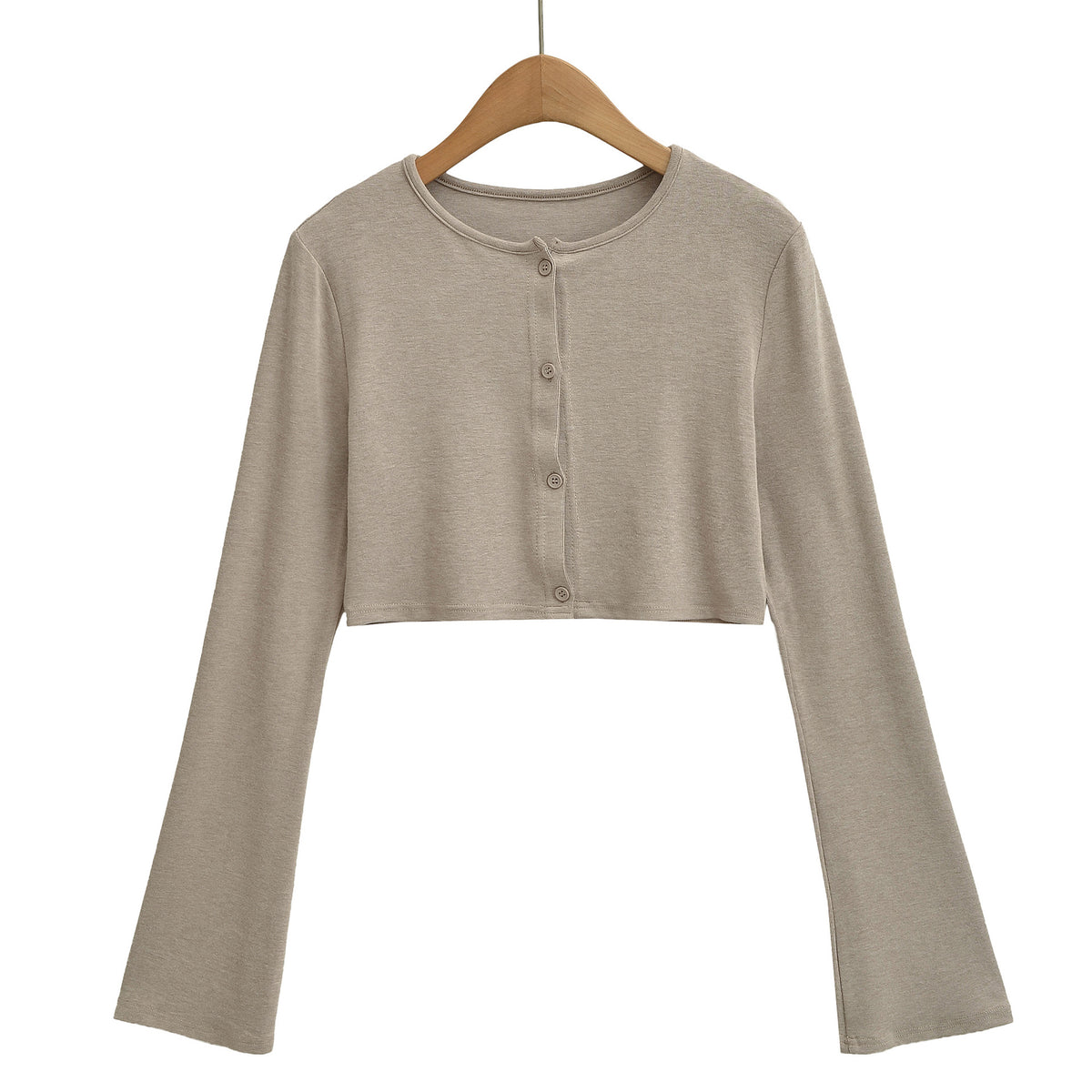Ladies' cropped set made of fine knit with button cardigan and figure-hugging maxi skirt EVA-US