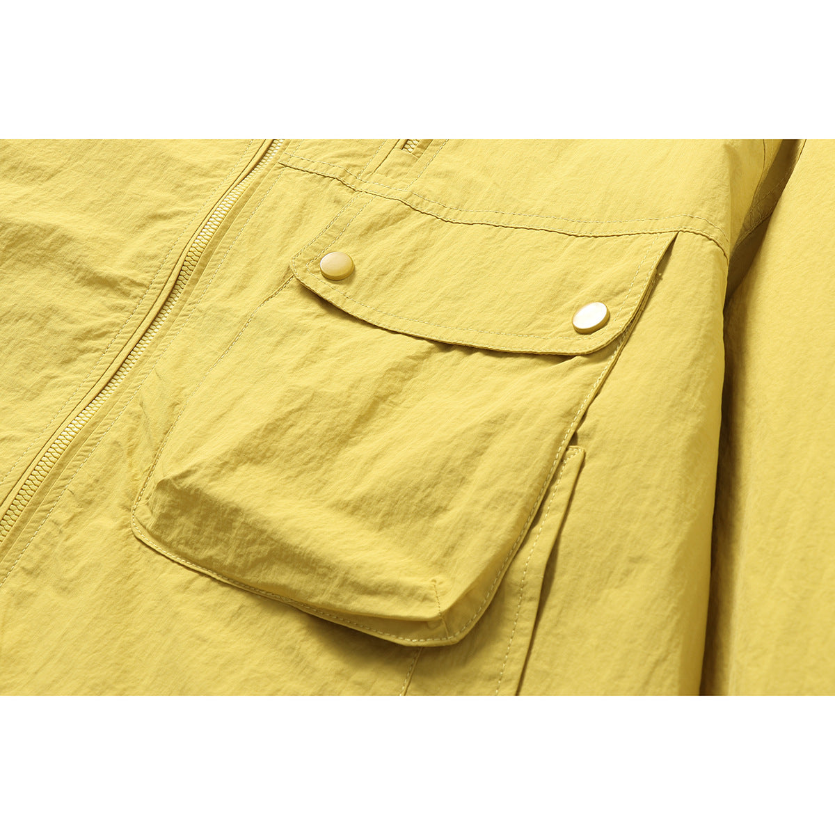 Unisex Lightweight Boxy Windbreaker with Hood, Utility Chest Pocket and Drawstring EVA-US