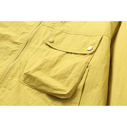 Unisex Lightweight Boxy Windbreaker with Hood, Utility Chest Pocket and Drawstring EVA-US