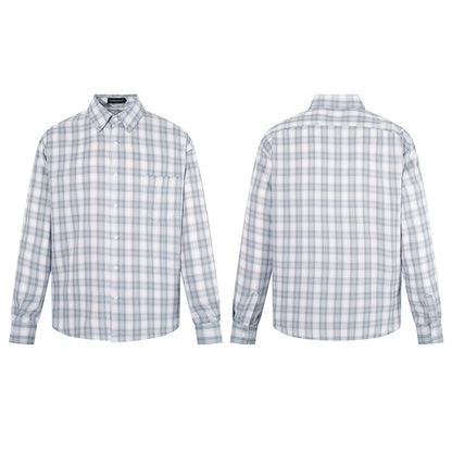 Men's Casual Oversized Shirt with Check Pattern, Classic Shirt Collar and Chest Pocket EVA-US