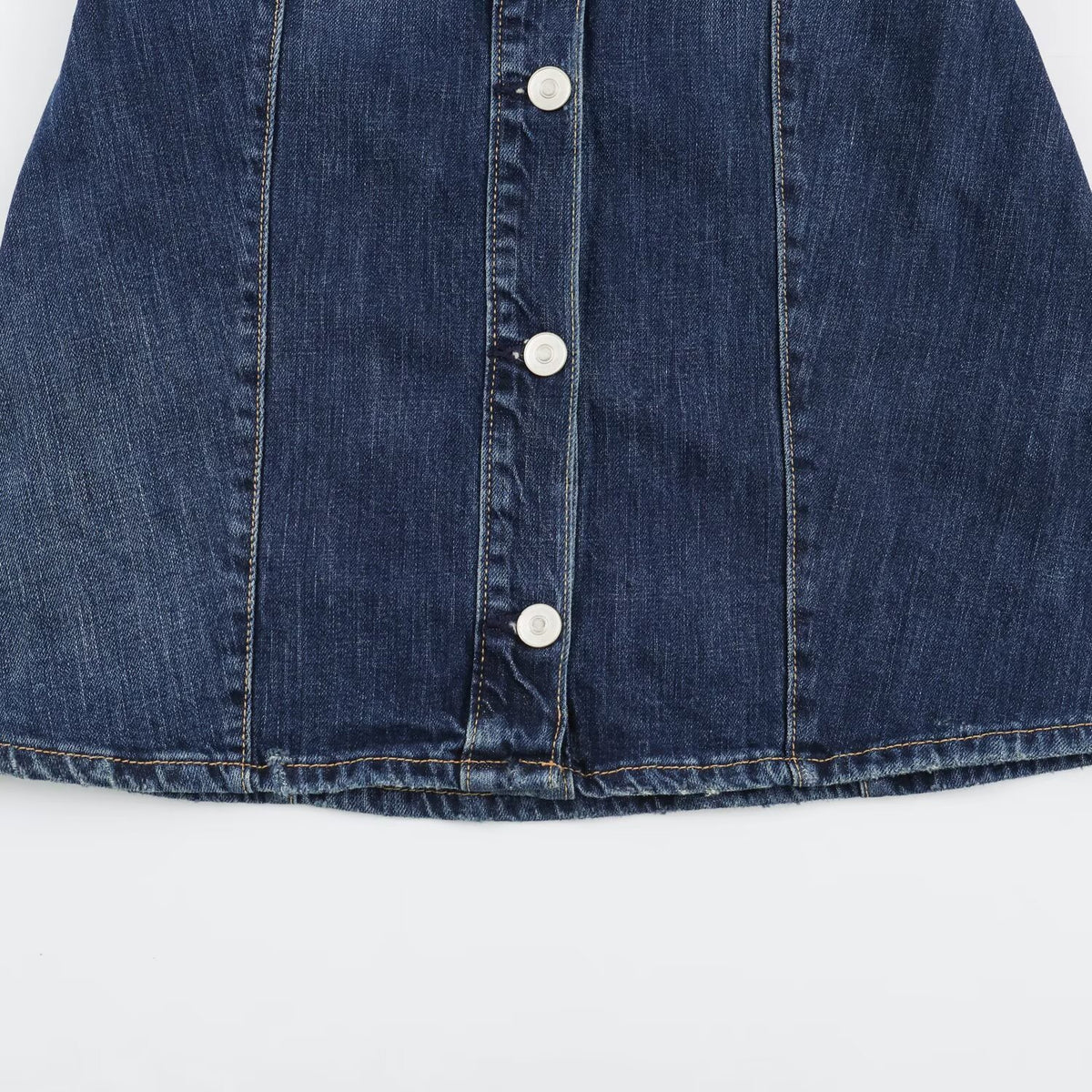 Women's Straight Denim Shirt Dress with Full Button Placket and Chest Pockets EVA-US