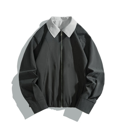 Unisex Short Cut Boxy Blouson with Contrast Collar and Light Padding EVA-US