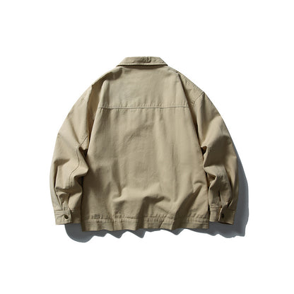 Unisex Kastig cut canvas workwear jacket with full zipper and patch chest pockets EVA-US