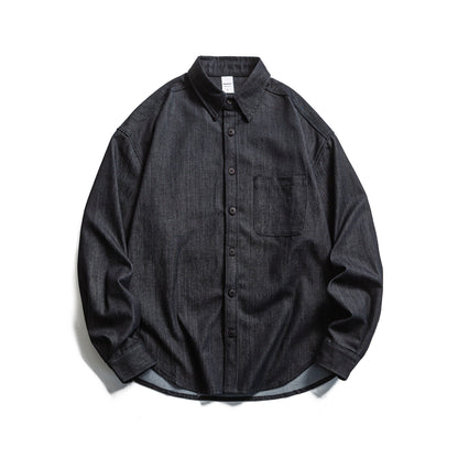 Men's Boxy Shirt Jacket made of sturdy twill with rounded hem EVA-US