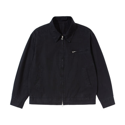 Men's Short Blouson in Vintage-Washed Canvas with Two-Way Zipper EVA-US