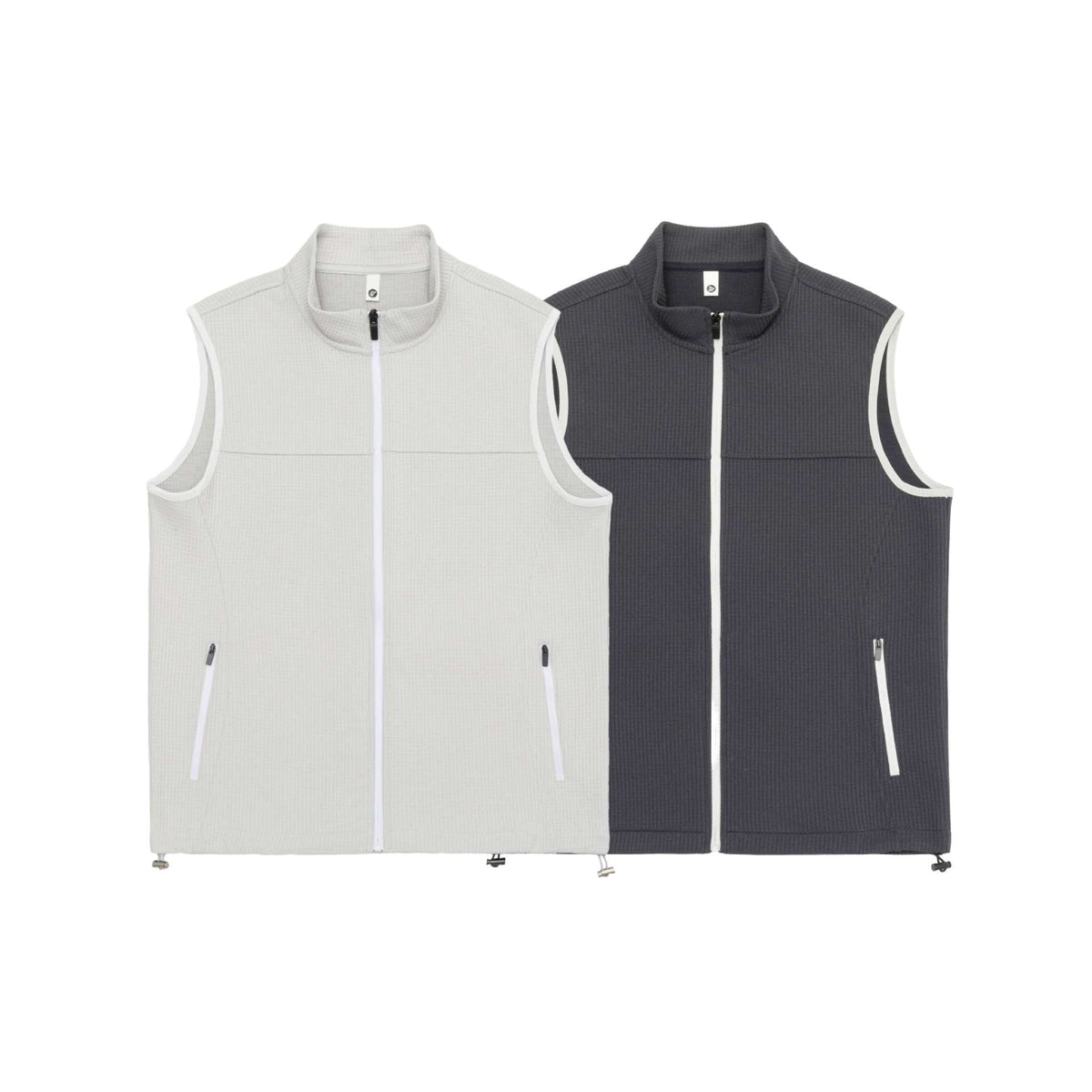 Unisex Waffle Structure Outdoor Vest with Standing Collar, Full-Length Zipper and Drawstring Hem EVA-US