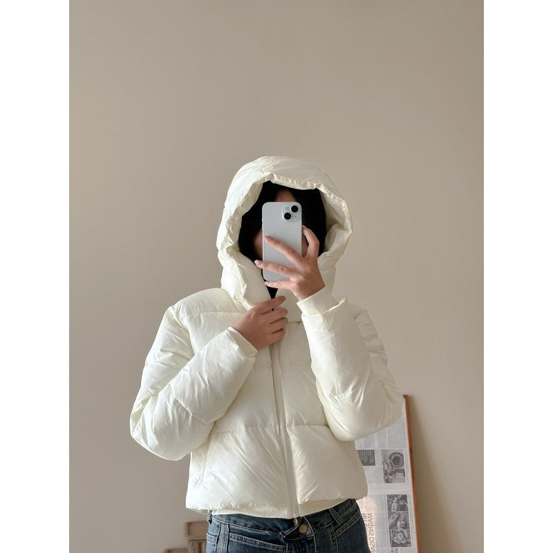 Ladies Short Quilted Cropped Jacket with Wide Lapel EVA-US