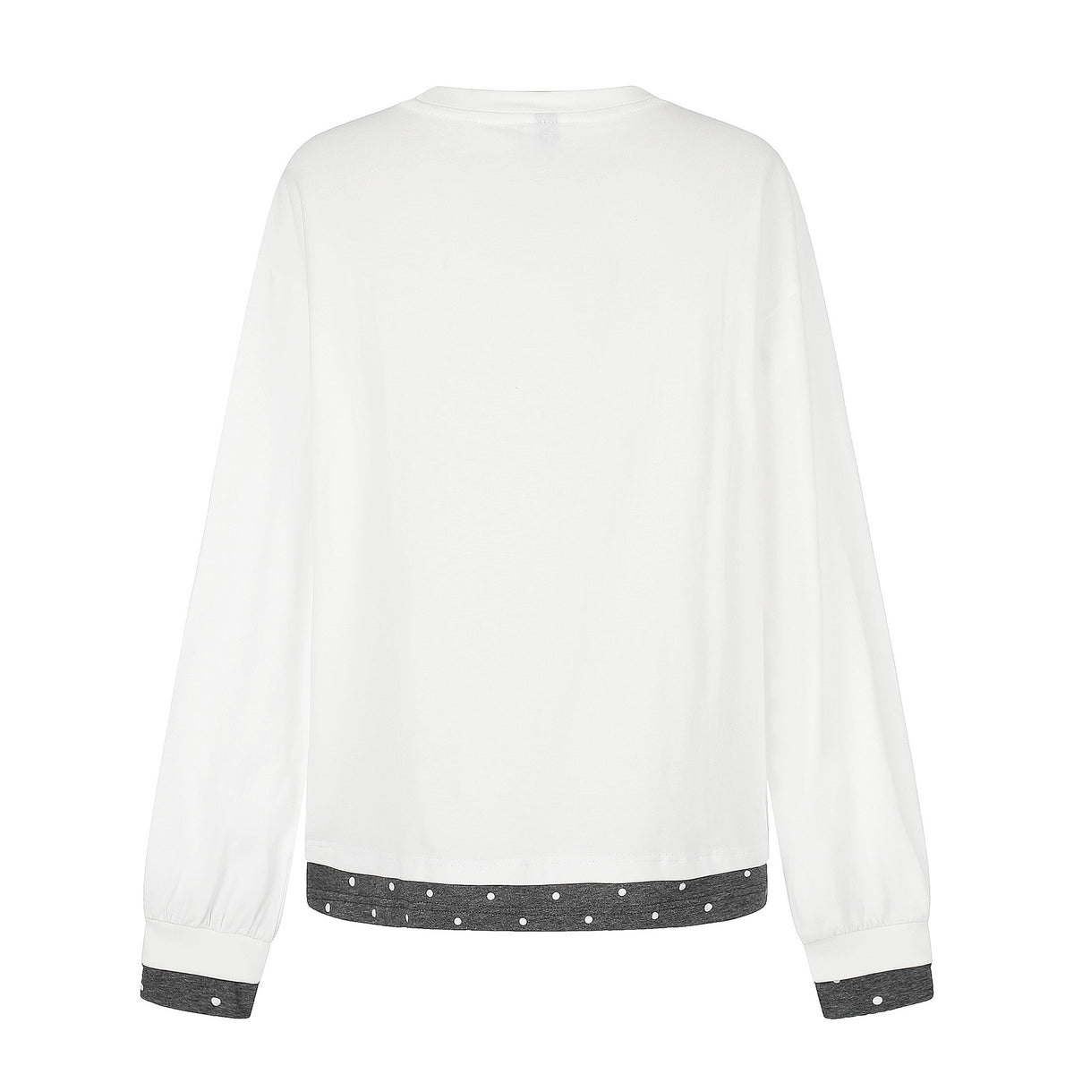 Women's Long Sleeve Pajama Top with Half-Button Placket, Heart Dog Print and Contrasting Cuffs