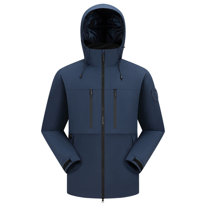 Men's Waterproof Breathable Softshell Outdoor Jacket with Adjustable Hood EVA-US