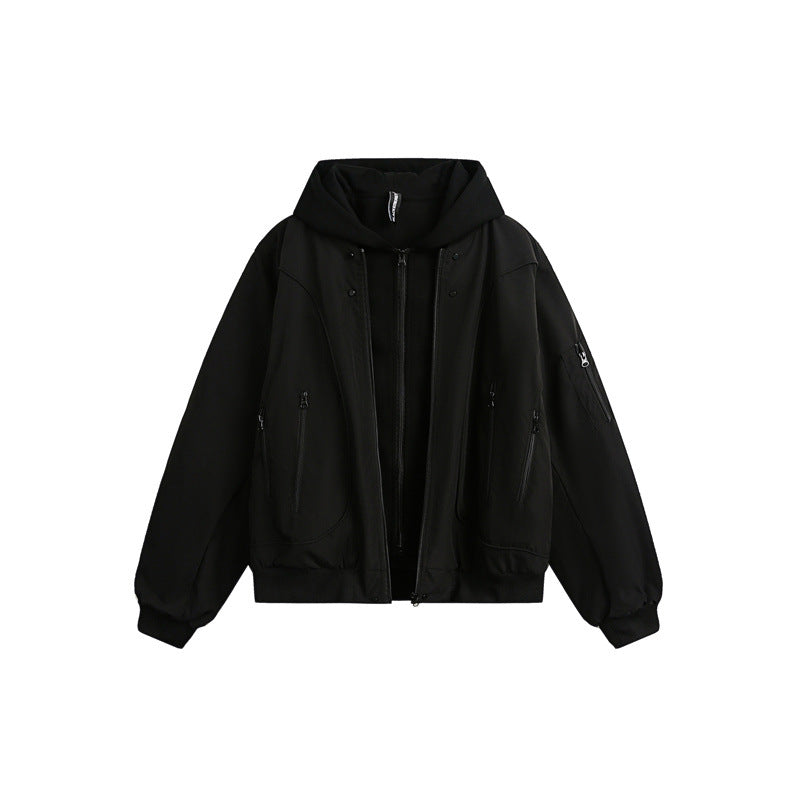 Unisex Layer Hooded Jacket with Integrated Inner Vest and Multifunctional Pockets EVA-US