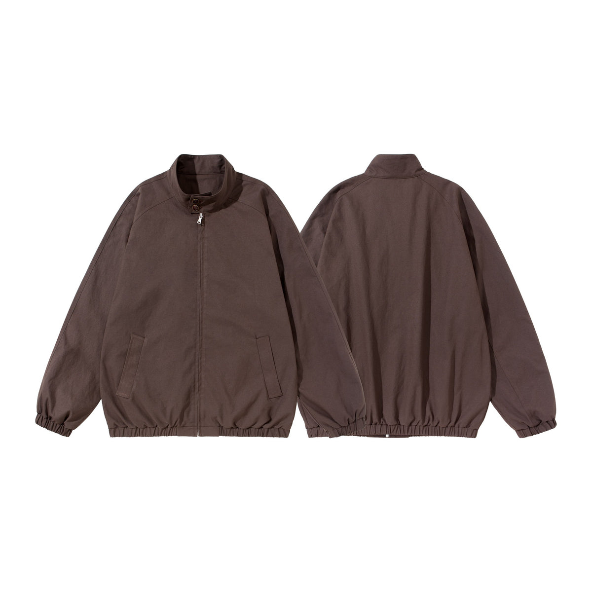 Unisex Short Cut Boxy Blouson with Stand-up Collar, Collar Tab and Elastic Hem EVA-US