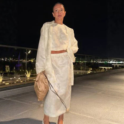 Women's Oversized Silk Look Blouson Coat with Wide Lapels and Boxy Silhouette EVA-US